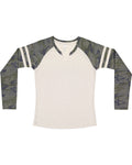 Women's Gameday Mash-Up Long Sleeve Fine Jersey T-Shirt - Nt Heather / Vintage Camouflage / Nt
