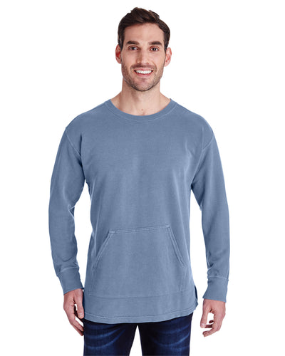Unisex French Terry Crew With Pocket - Blue Jean