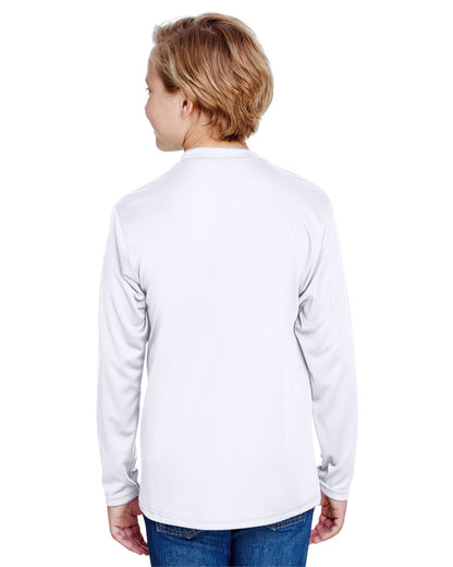 Youth Long Sleeve Cooling Performance Crew Shirt - White