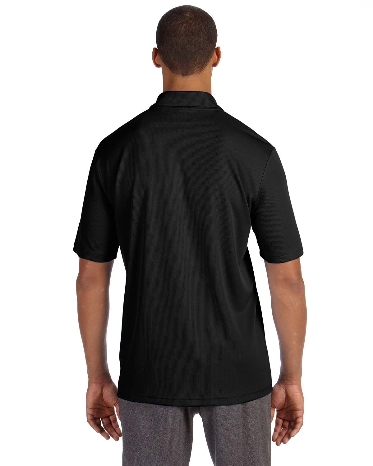 Unisex Performance Three-Button Mesh Polo - Black