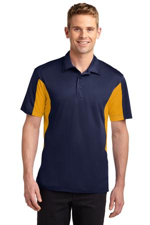 Men's Side Blocked Micropique Sport-Wick Polo - True Navy / Gold