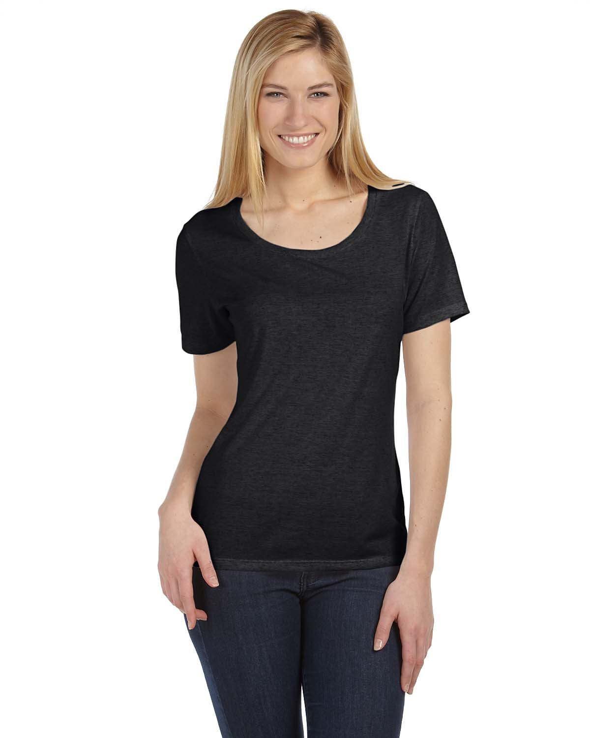 Missy Short-Sleeve Scoop Neck T-Shirt - Black