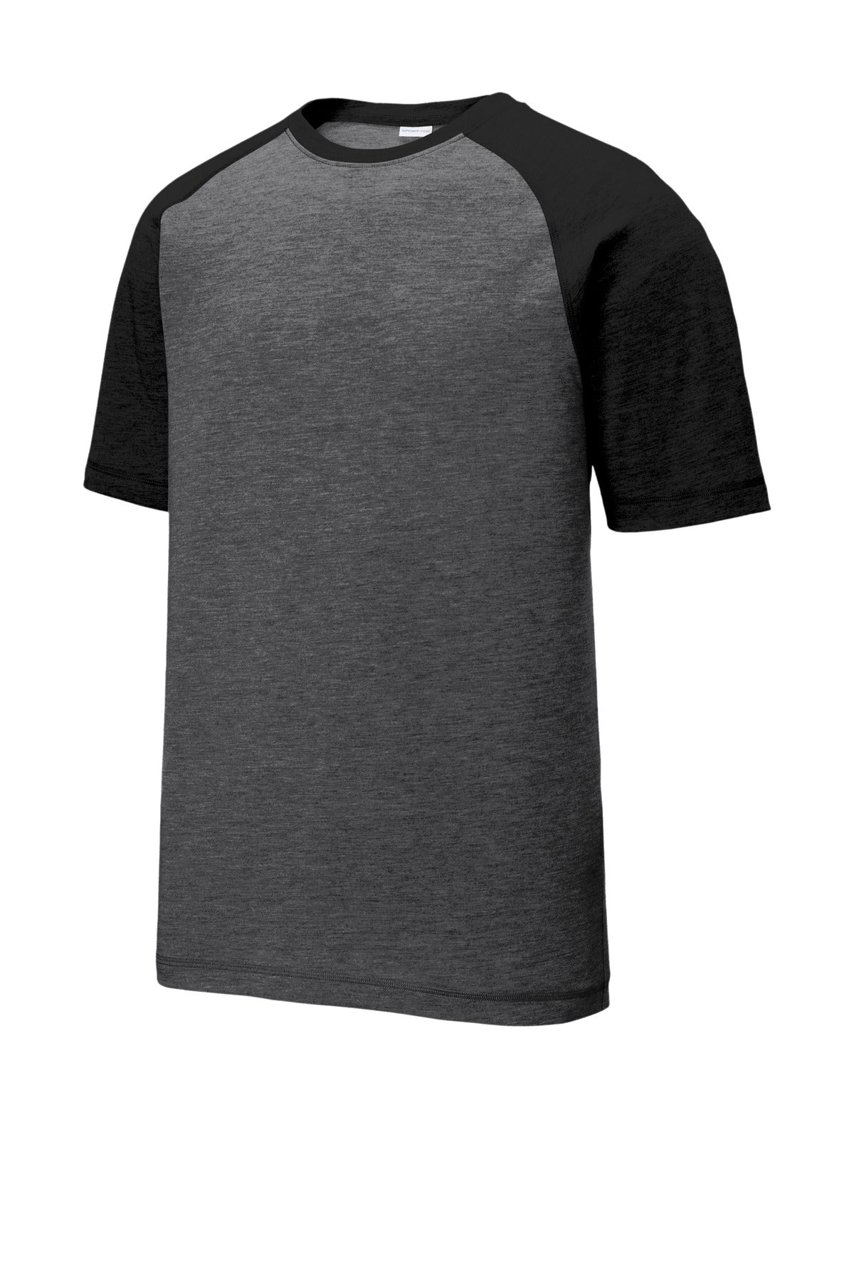 Unisex PosiCharge Tri-Blend Wicking Raglan Tee - Black Ts / Dgh