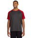 All Sport M1029 - Unisex Performance Short-Sleeve Raglan T-Shirt - Dark Gray Heather / Sport Red