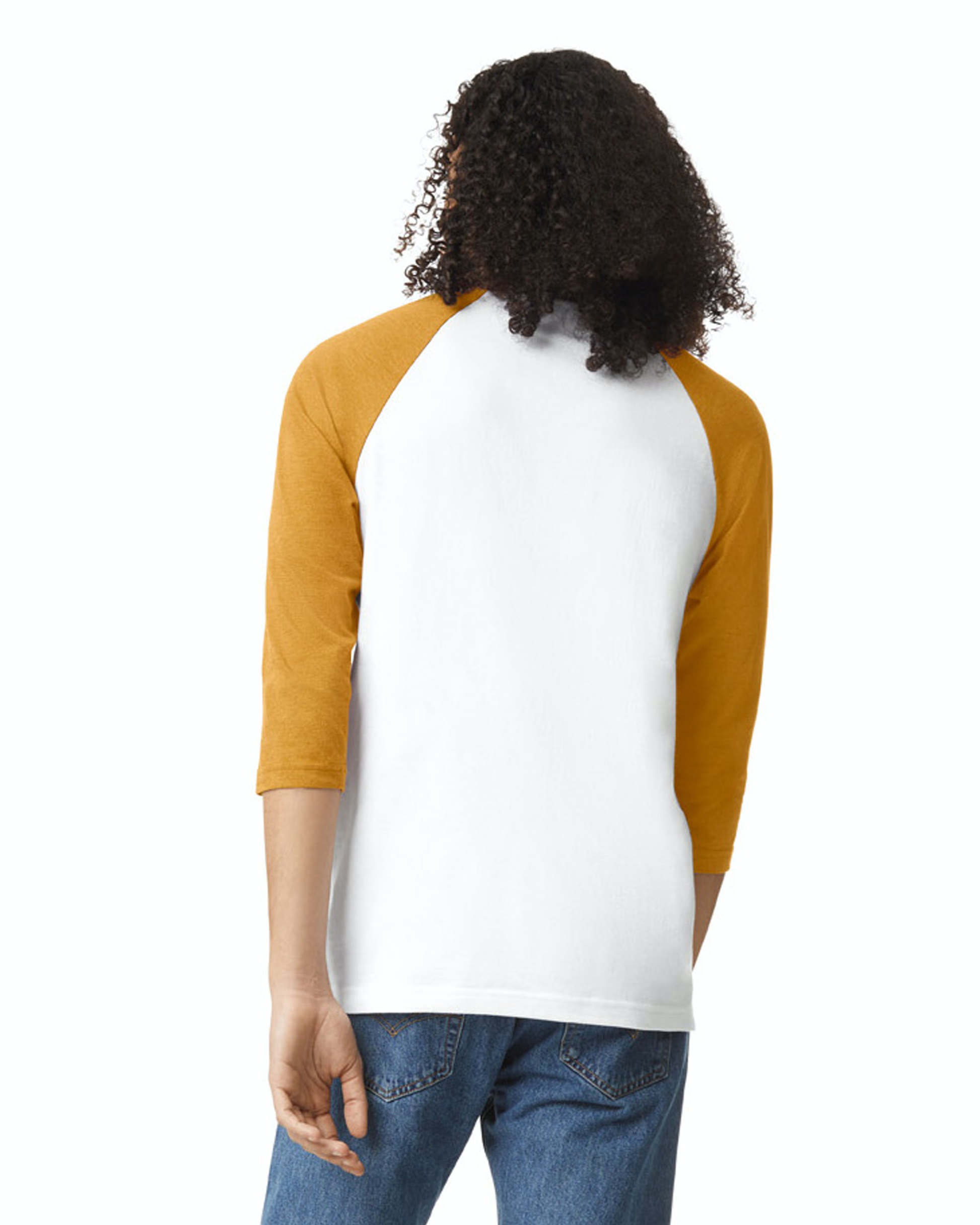 Unisex CVC Raglan T-Shirt - White Heather Mustard