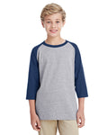 Youth Heavy Cotton��� 3/4-Raglan Sleeve T-Shirt - Sport Gray / Navy