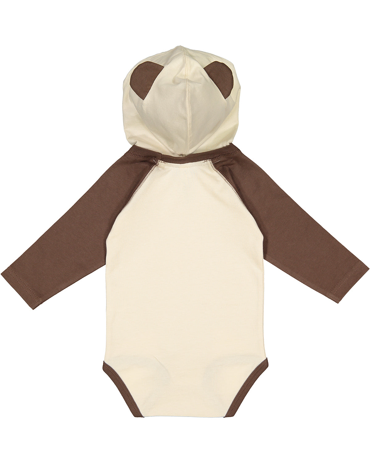 Infant Long Sleeve Fine Jersey Bodysuit With Ears - Natural / Brown
