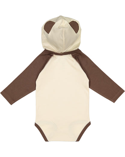 Infant Long Sleeve Fine Jersey Bodysuit With Ears - Natural / Brown