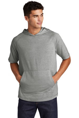 Unisex PosiCharge Tri-Blend Wicking Short Sleeve Hoodie - Light Gray Heather