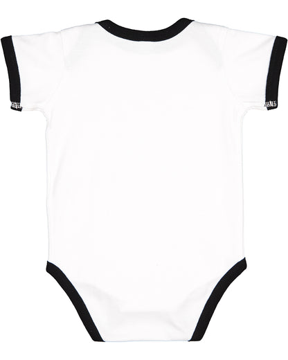 Infant Baby Rib Bow Tie Bodysuit - White / Black