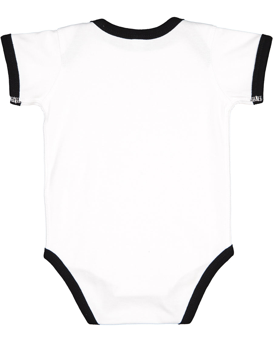 Infant Baby Rib Bow Tie Bodysuit - White / Black
