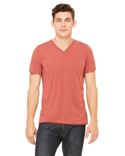 Unisex Triblend V-Neck T-Shirt - Clay Triblend