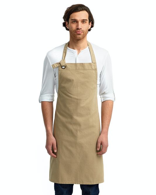 Unisex Calibre Heavy Cotton Canvas Bib Apron - Khaki