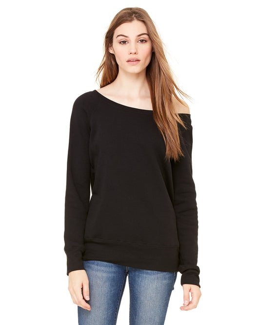 Women's Sponge Fleece Wide Neck Sweatshirt - Black