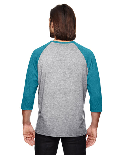 Unisex Triblend 3/4-Sleeve Raglan T-Shirt - Heather Gray / Heather Gblu