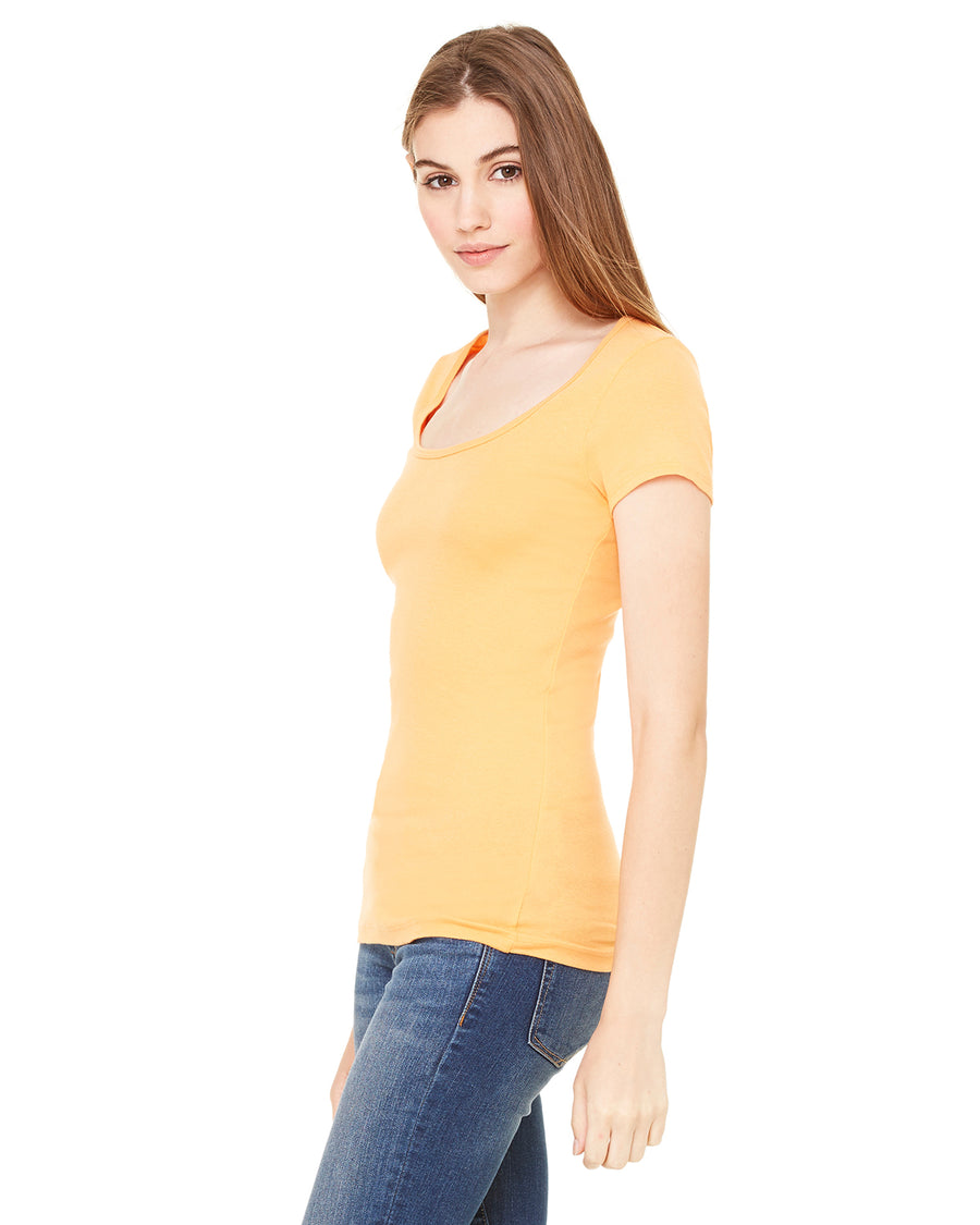 Women's Sheer Mini Rib Scoopneck Tee - Orange Sorbet