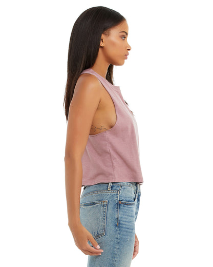 Women's Racerback Cropped Tank - Heather Orchid
