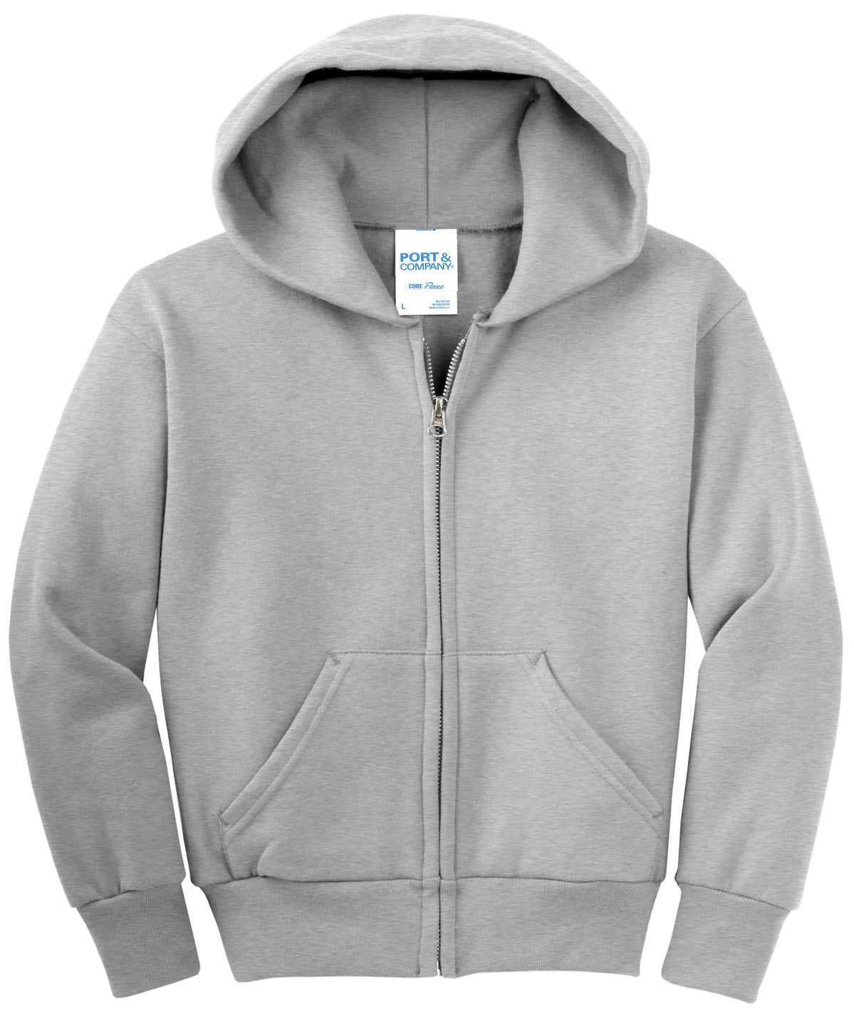Youth Core Fleece Full-Zip Hoodie - Ash