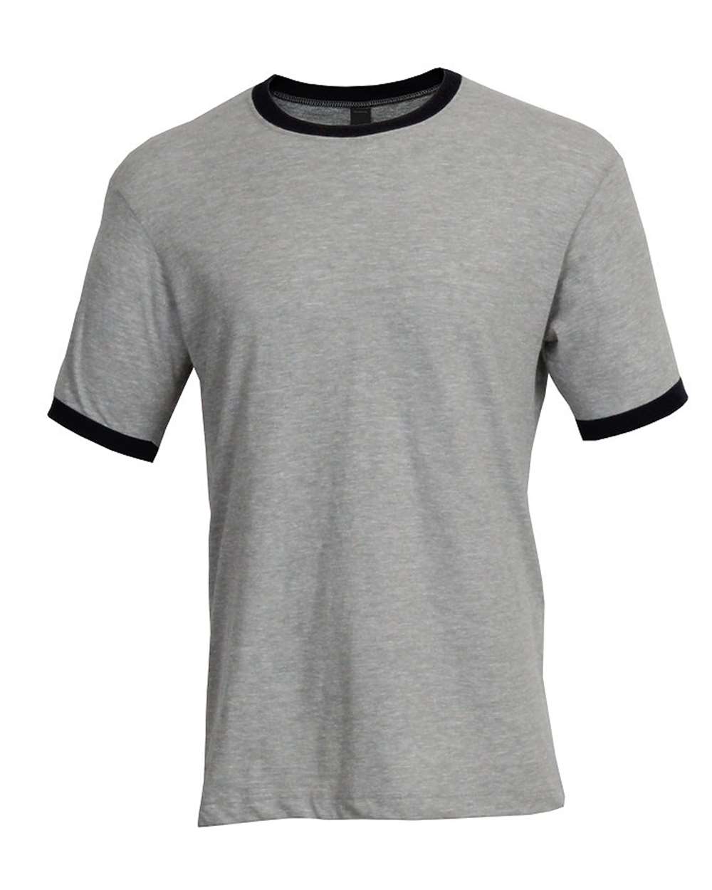 Unisex Fine Jersey Ringer Tee - Heather Grey/ Navy