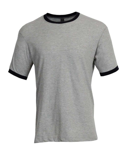 Unisex Fine Jersey Ringer Tee - Heather Grey/ Navy