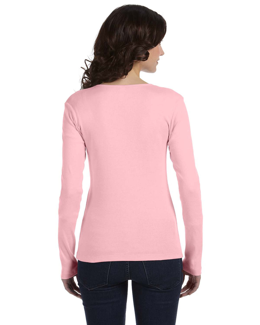 Women's Stretch Rib Long-Sleeve T-Shirt - Pink