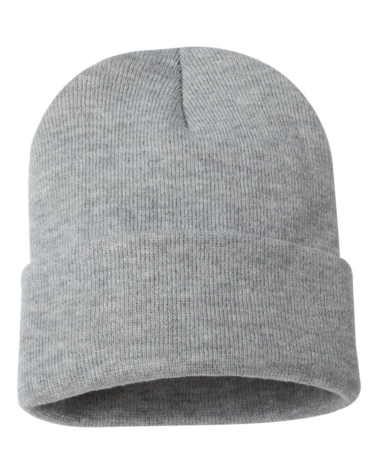 12" Solid Knit Beanie - Heather Gray