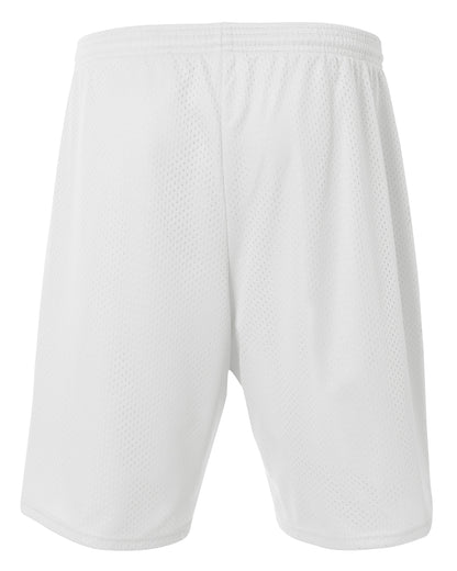 Unisex Nine Inch Inseam Mesh Short - White