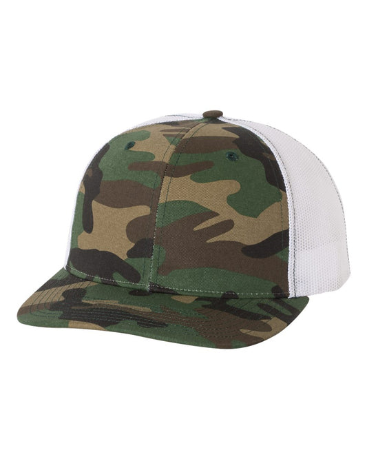 Patterned Snapback Trucker Cap - Army Camo / White