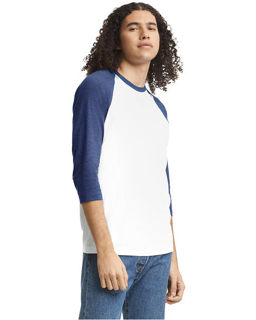 Unisex CVC Raglan T-Shirt - White Heather Indigo