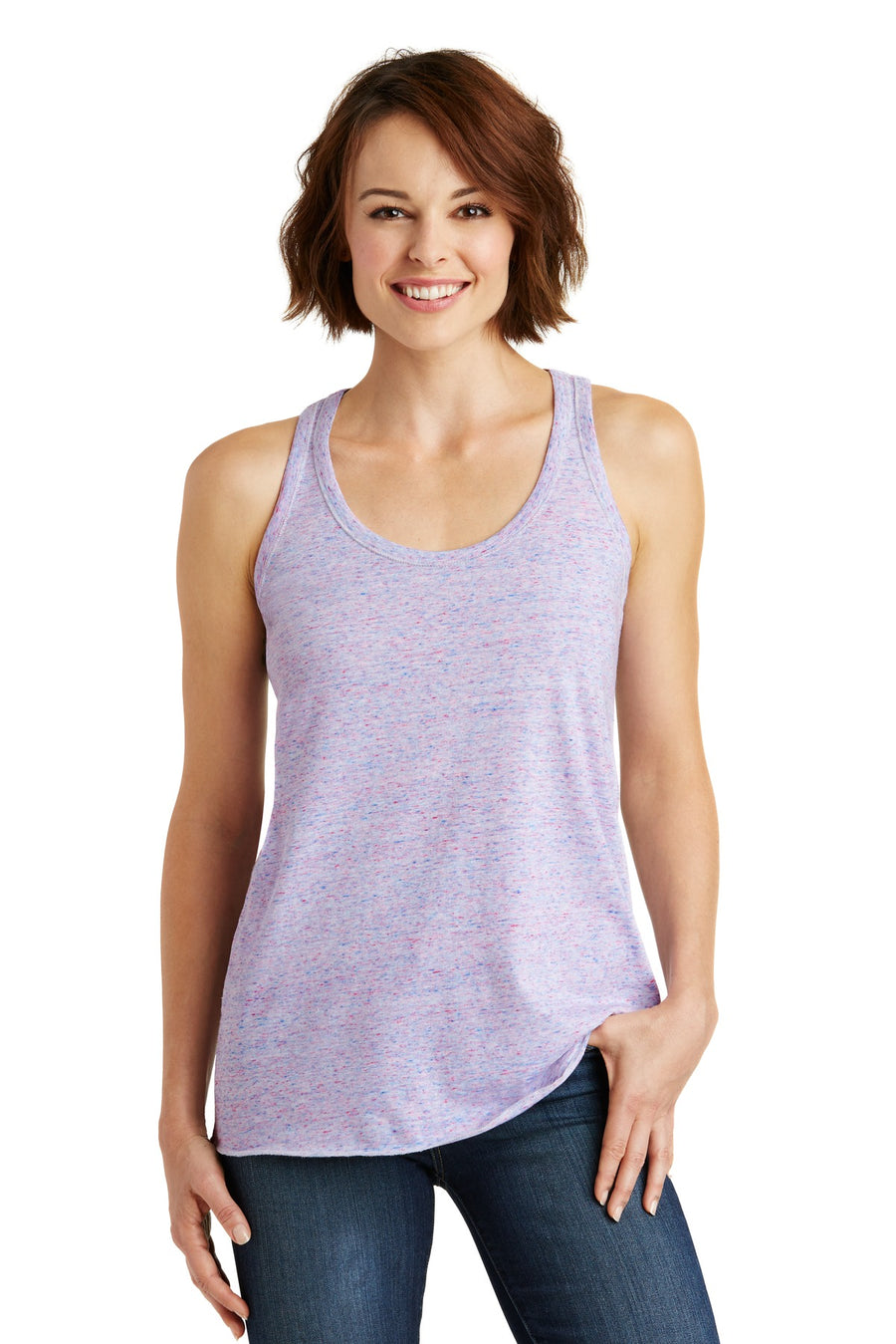 Women's Cosmic Twist Back Tank - White / Pink Cos