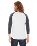 Unisex Poly-Cotton 3/4-Sleeve Raglan T-Shirt - White / Asphalt