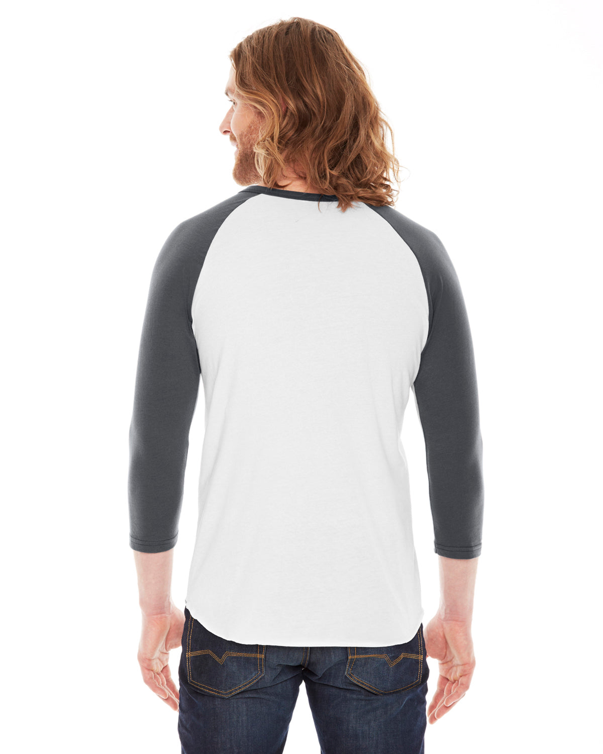 Unisex Poly-Cotton 3/4-Sleeve Raglan T-Shirt - White / Asphalt