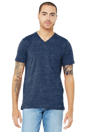 Unisex Jersey Short-Sleeve V-Neck T-Shirt - Navy Marble