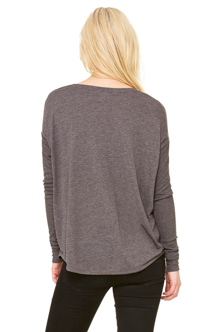 Women's Flowy Long-Sleeve T-Shirt with 2x1 Sleeves - Heather Dark Gray