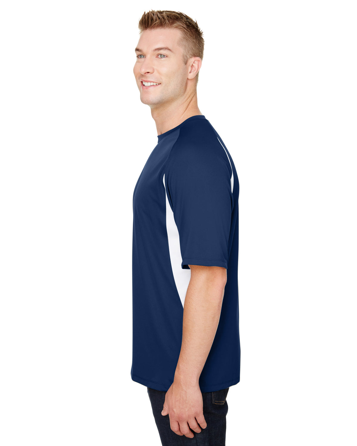 Men's Cooling Performance Color Blocked T-Shirt - Navy / White