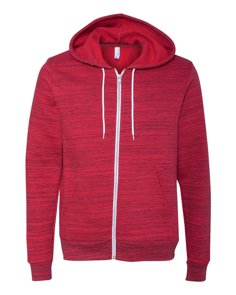 Unisex Poly-Cotton Sponge Fleece Full-Zip Hoodie - Red Marble Fleck