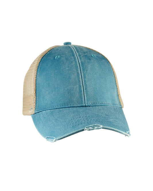 Distressed Ollie Cap - Teal / Tan