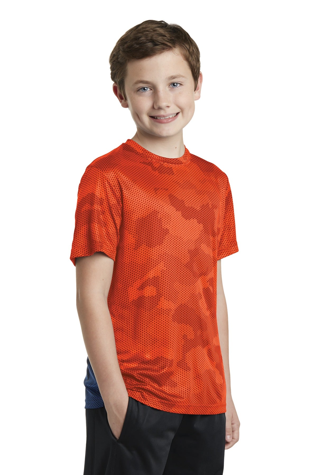 Youth CamoHex Tee - Neon Orange