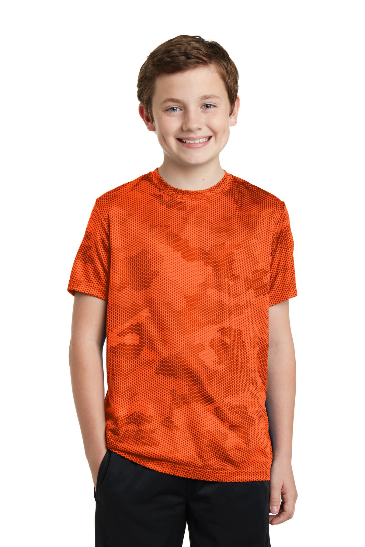 Youth CamoHex Tee - Neon Orange