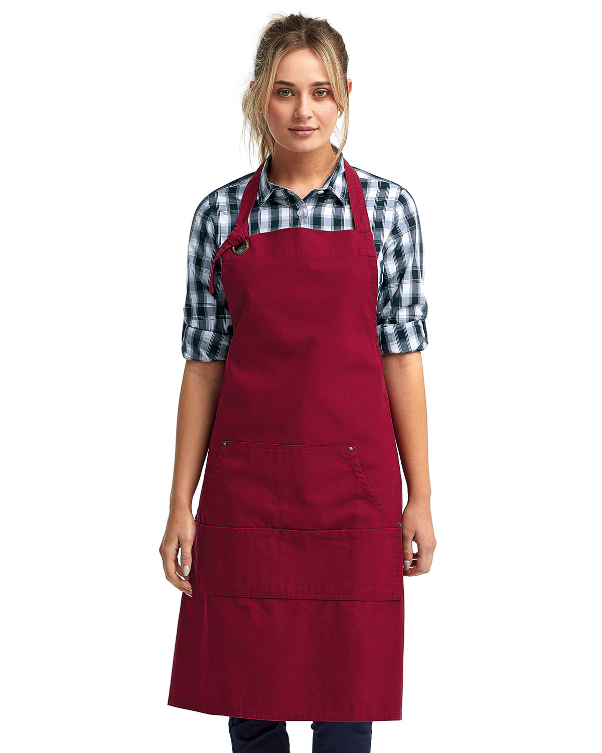 "Calibre" Heavy Cotton Canvas Pocket Apron - Burgundy