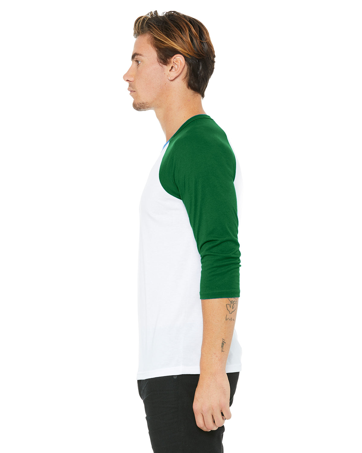 Unisex 3/4-Sleeve Baseball T-Shirt - White / Kelly