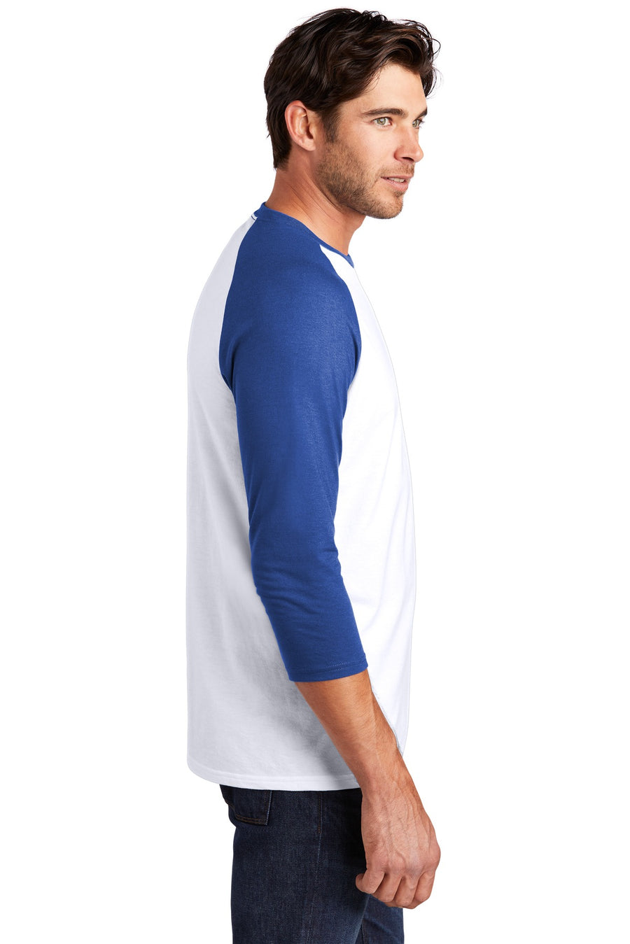 Unisex Perfect Tri 3/4-Sleeve Raglan - Deep Royal / White