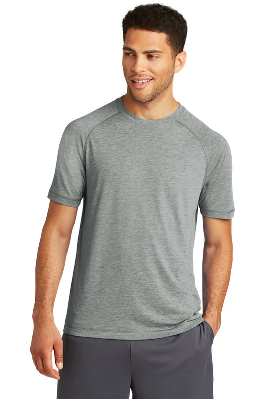 Unisex PosiCharge Tri-Blend Wicking Raglan Tee - Dark Gray Heather