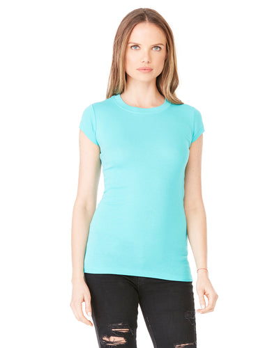 Women's Sheer Mini Rib Short-Sleeve T-Shirt - Teal
