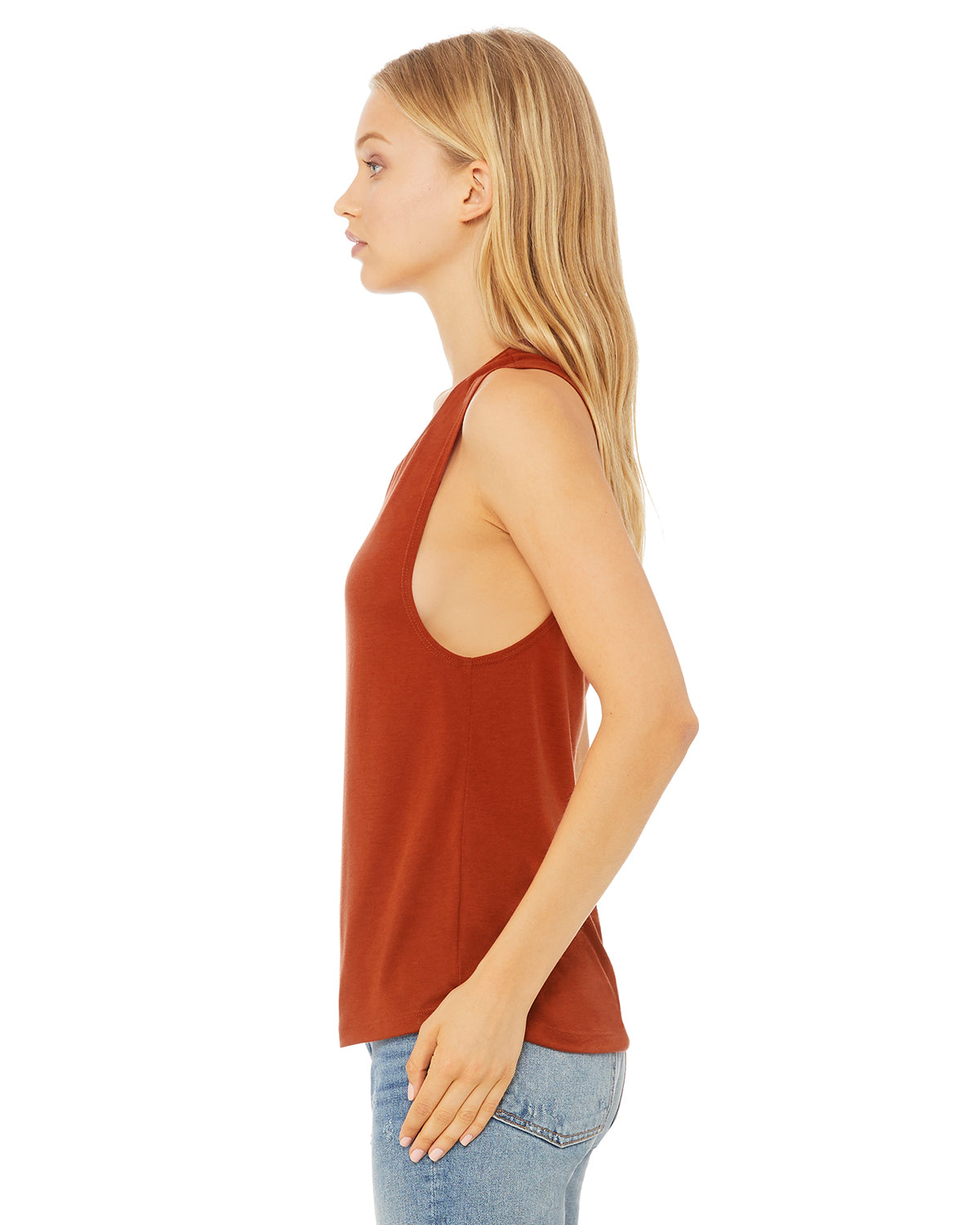 Women's Flowy Scoop Muscle Tank - Brick