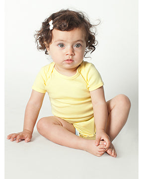 Infant Baby Rib Short-Sleeve One-Piece - Lemon