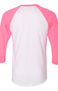 Unisex Poly-Cotton 3/4-Sleeve Raglan T-Shirt - White / Neon Heather Pink