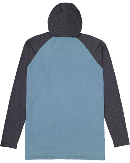 Men's Hooded Raglan Long Sleeve Fine Jersey T-Shirt - Vintage Indigo / Vintage Navy / White