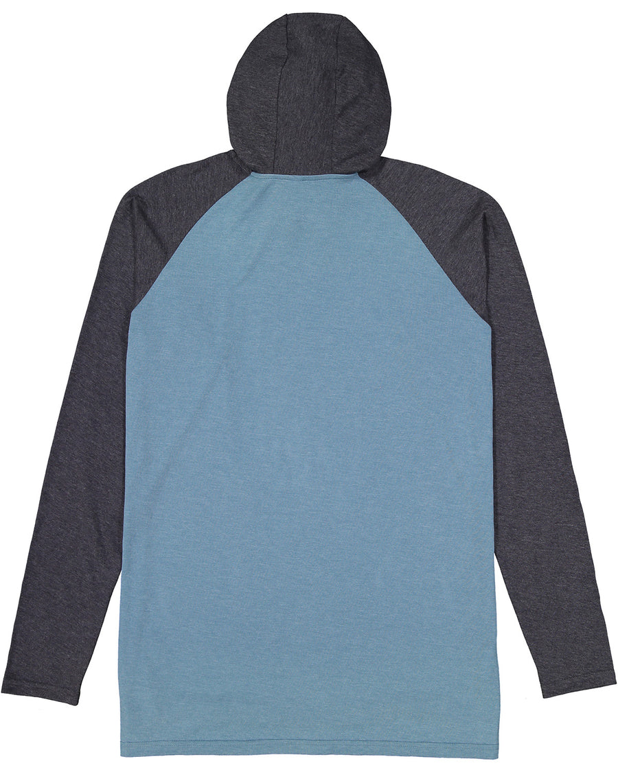 Men's Hooded Raglan Long Sleeve Fine Jersey T-Shirt - Vintage Indigo / Vintage Navy / White