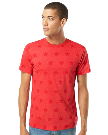 Unisex Star Print T-Shirt - Red Star